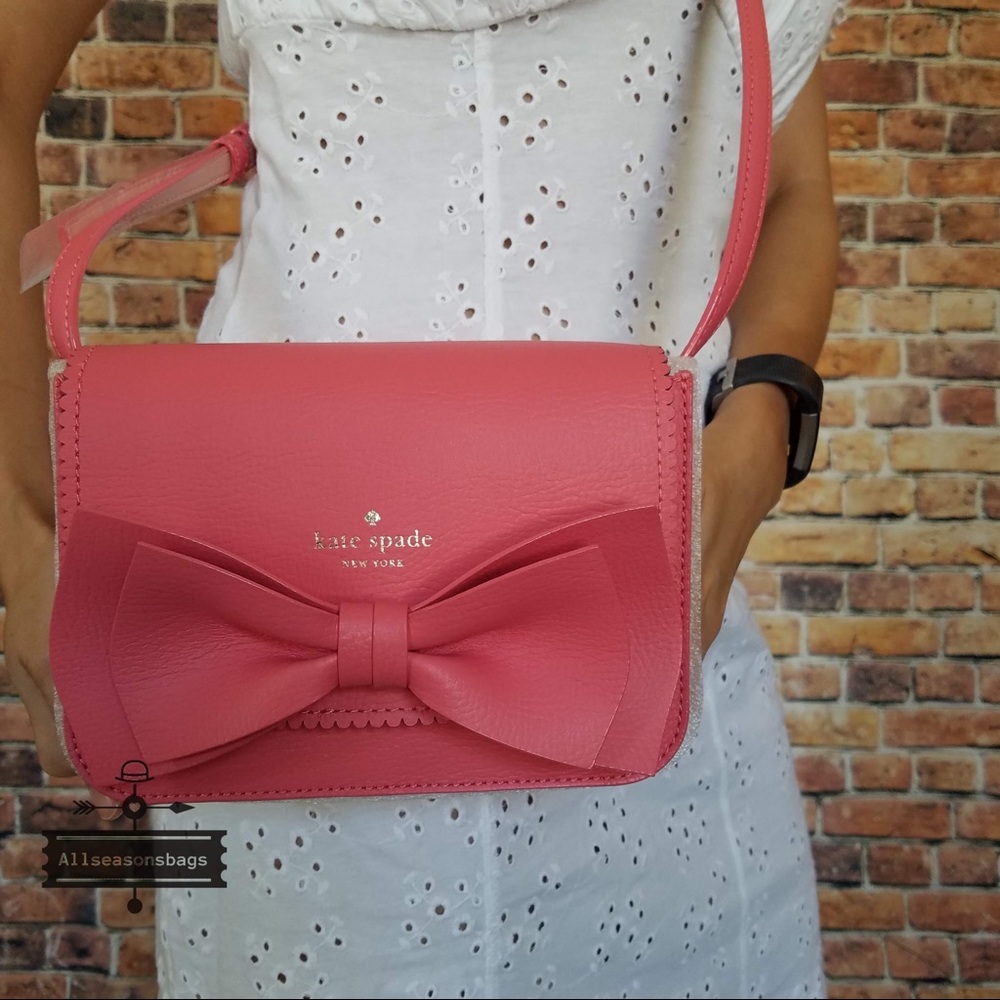 Kate Spade Vanderbilt place bow pink crossbody - Picture 1 of 8